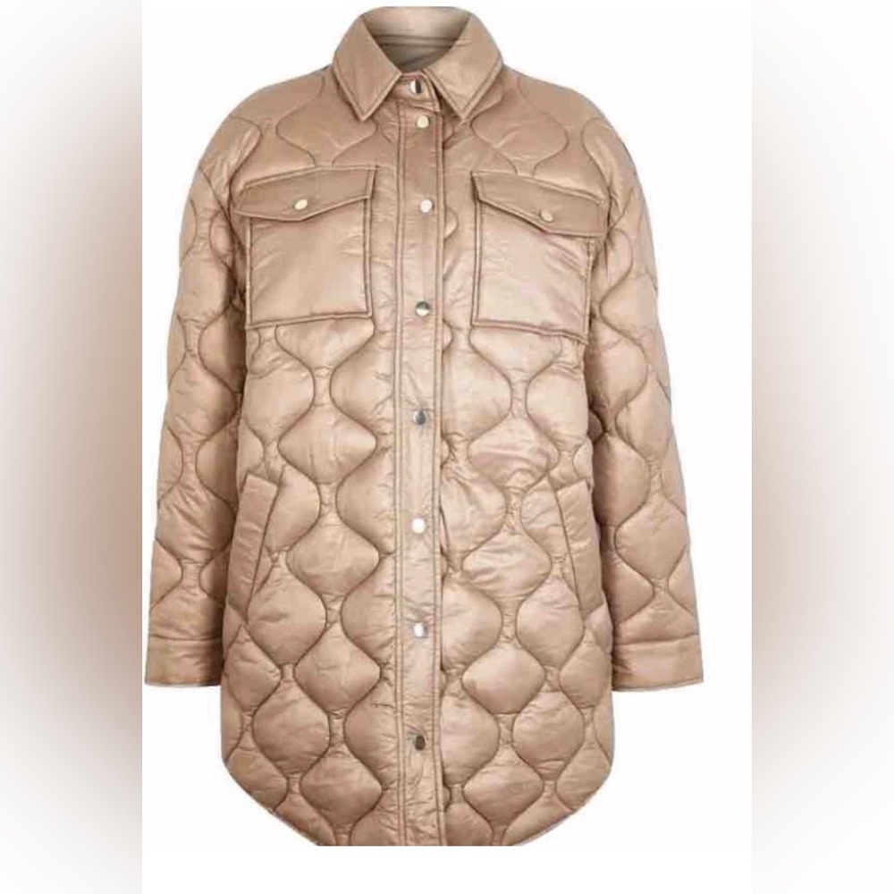 RIVER ISLAND -Padded Long Jacket- Size:  Medium- Light Brown- NEW!!